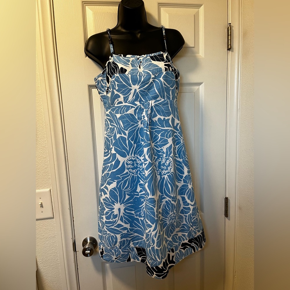 Bob Timberlake Floral Blue and White Women's Dress Size 4